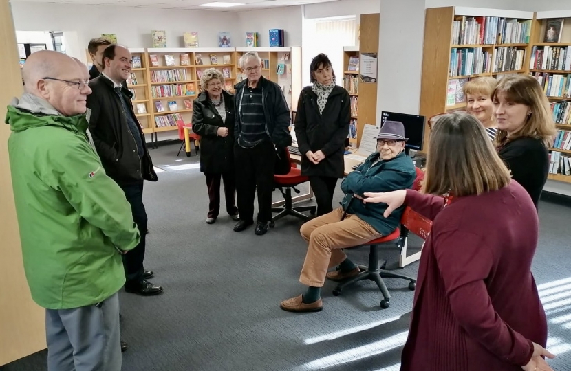 Richard Holden and Baroness Barran visit Wolsingham Library