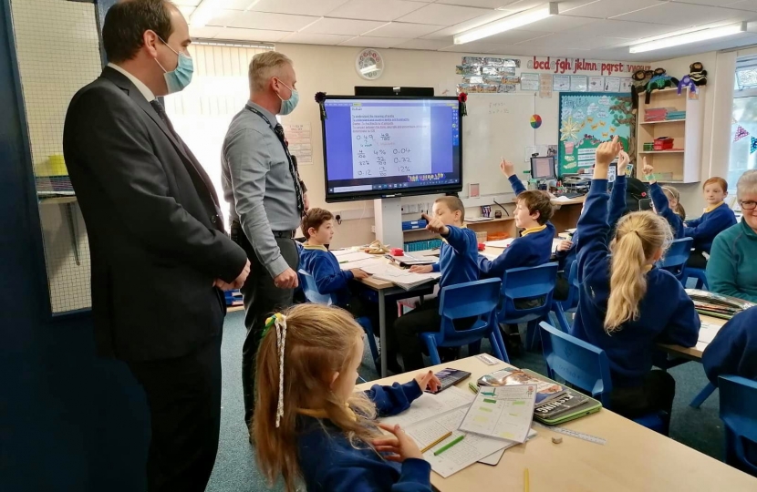 Richard Holden MP with children at school in Howden-Le-Wear 2